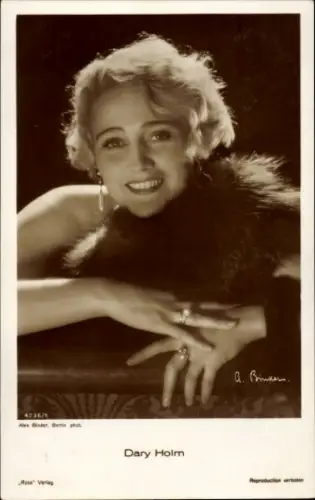 Ak Schauspielerin Dary Holm, Portrait