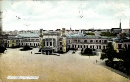 Ak Wrocław Breslau Schlesien, Hauptbahnhof