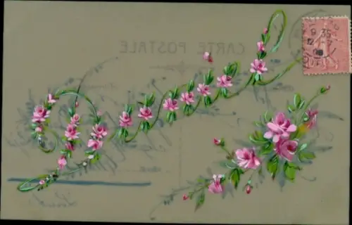 Zelluloid Buchstaben Ak Kitsch, Blumen, Vorname Daniel