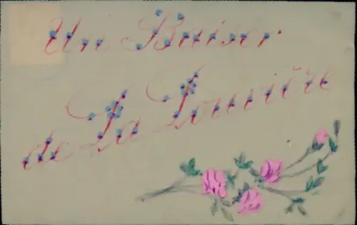 Zelluloid Ak Kitsch, Blumen