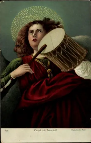 Künstler Ak Melozzo da Forlì, Engel mit Trommel