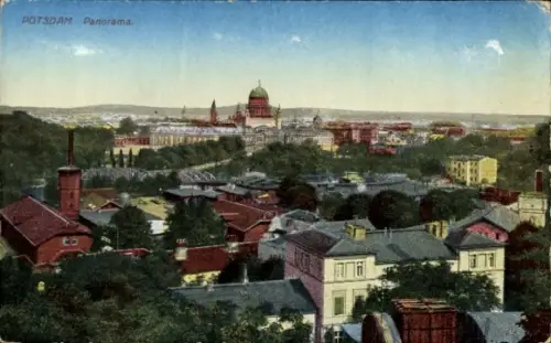 Ak Potsdam Sanssouci, Potsdam Panorama, Stadtansicht,  Gebäude, grüne Landschaft