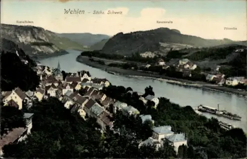 Ak Wehlen an der Elbe Sächsische Schweiz,  Sächsische Schweiz, Basteifelsen, Rauenstein, Pötzschs