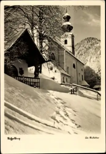 Ak Ruhpolding in Oberbayern, Kirche im Winter