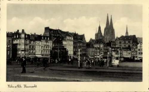 Ak Cöln Köln am Rhein, Stadtansicht, Heumarkt,  Gebäude, Menschen, Fahrräder