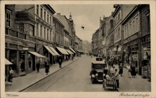 Ak Witten an der Ruhr, Bahnhofstraße, Geschäfte, Auto