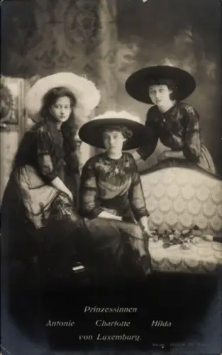 Ak Prinzessinnen Antonia, Charlotte, Hilda von Luxemburg