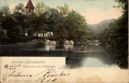 Ak Norddeutscher Lloyd Bremen, Dampfer,  Bürgerpark, Emmasee, Kaffeehaus, 1907