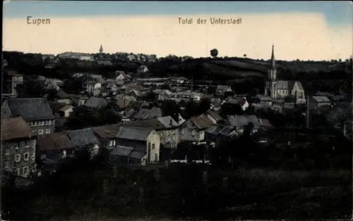 Ak Eupen Wallonien Lüttich, Totalansicht der Unterstadt