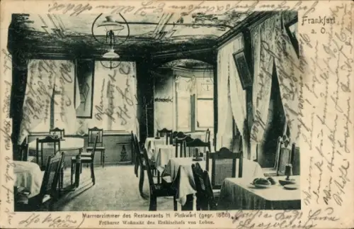 Ak Frankfurt a.d. Oder, Restaurant H. Pinkwart, Marmorzimmer, früherer Wohnsitz Erzbischof von Lebus