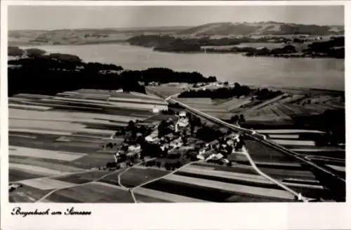Ak Bayerbach am Simsee Baierbach Stephanskirchen Oberbayern, Fliegeraufnahme