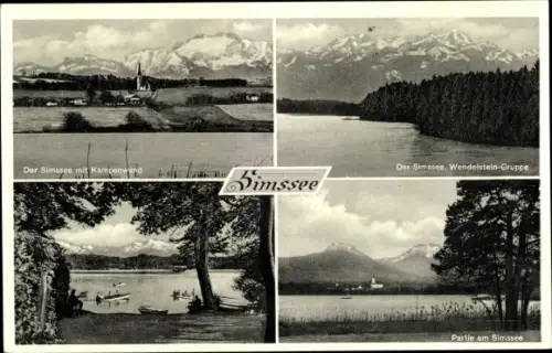 Ak Simssee Stephanskirchen Oberbayern, Kampenwand, Wendelstein-Gruppe