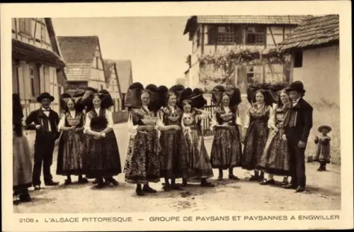 Ak Engwiller Engweiler Elsass Bas Rhin, Elsass Alsace, Elsässer Jugend in Trachten