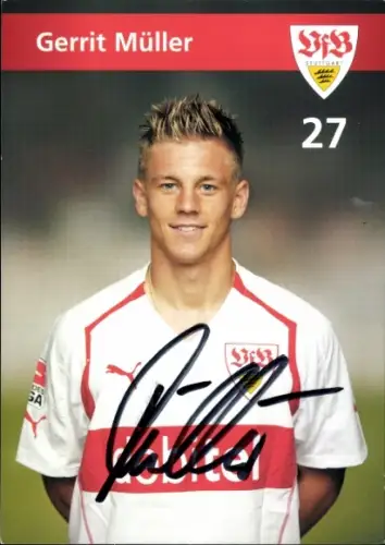 Autogrammkarte Fußballer Gerrit Müller, VfB Stuttgart, Autogramm
