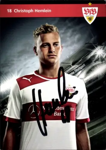 Autogrammkarte Fußballer Christoph Hemlein, VfB Stuttgart, Autogramm