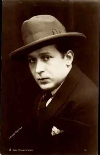 Ak Schauspieler G. de Gravone, Portrait, Hut