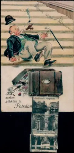 Leporello Ak Potsdam, Schloss Sanssouci, glücklich angekommen