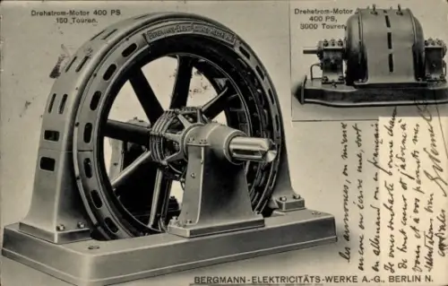 Ak Berlin, Bergmann Elektrizitätswerke AG, Drehstrom-Motor 400 PS