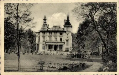 Ak Brasschaet Polygone Brasschaat Flandern Antwerpen, Vorderansicht eines Gebäudes, Bäume, Garten