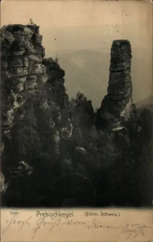 Ak Hřensko Herrnskretschen Elbe Region Aussig, Pravčický kužel, Prebischkegel