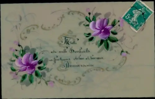 Zelluloid Ak Kitsch, Blumen