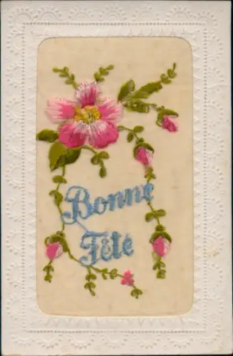 Seidenstick Ak Glückwunsch, Blumen