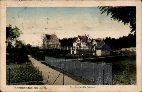 Ak Benneckenstein im Harz,  Dr. Schmidts Villen, Landschaft mit Zaun