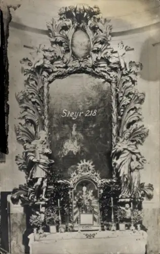 Ak Steyr in Oberösterreich, Relief mit Figuren, Steyr 218, barocke Elemente