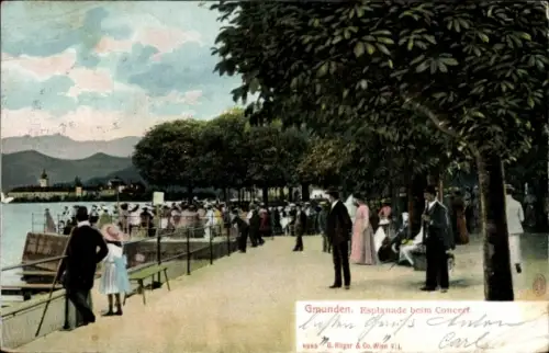 Ak Gmunden in Oberösterreich, Esplanade beim Konzert