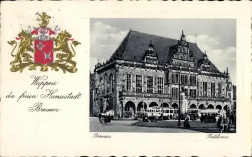 Präge Wappen Ak Hansestadt Bremen, Rathaus