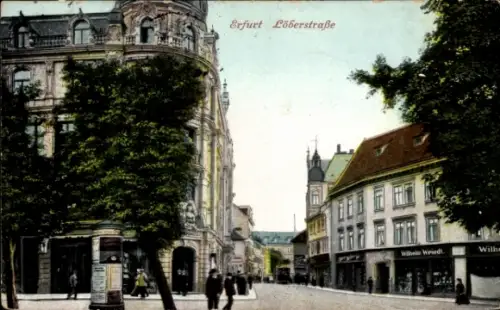 Ak Erfurt in Thüringen, Erfurt Löberstraße, Geschäfte, Straßenansicht