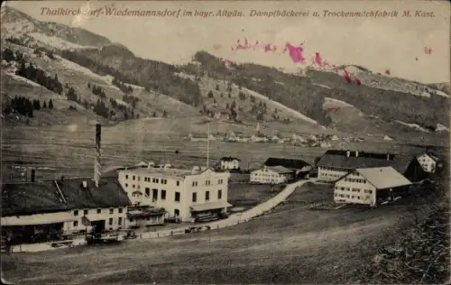 Ak Wiedemannsdorf Thalkirchdorf Oberstaufen im Allgäu, Dampfbäckerei und Trockenmilchfabrik M. Kast
