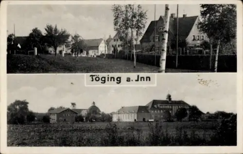Ak Töging am Inn Oberbayern,  Landschaft, Gebäude, Bäume