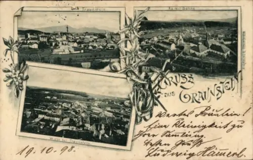 Ak Traunstein in Oberbayern, Drei Ansichten von  Wies bei  Au mit Saling