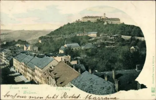 Ak Spielberg Steiermark,  mit Landschaftsaufnahme, Text in Deutsch und Französisch, Spielburg