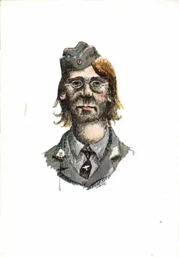 Künstler Ak Mann in Uniform, Karikatur