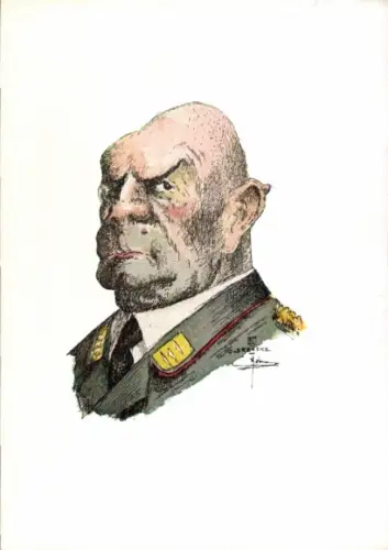 Künstler Ak Mann in Uniform, Militär, Karikatur