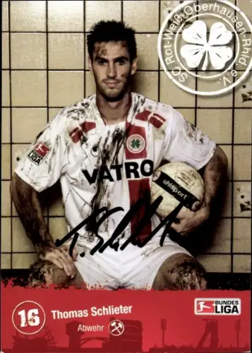 Autogrammkarte Fußballer Thomas Schlieter, SC Rot Weiß Oberhausen, Autogramm