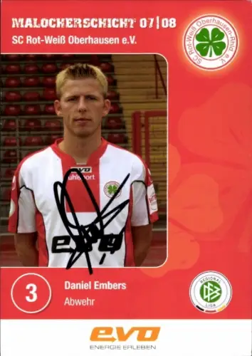 Autogrammkarte Fußballer Daniel Embers, SC Rot Weiß Oberhausen, Autogramm
