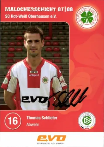 Autogrammkarte Fußballer Thomas Schlieter, SC Rot Weiß Oberhausen, Autogramm