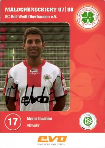Autogrammkarte Fußballer Monir Ibrahim, SC Rot Weiß Oberhausen, Autogramm