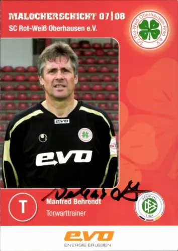 Autogrammkarte Torwarttrainer Manfred Behrendt, SC Rot Weiß Oberhausen, Autogramm