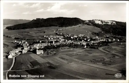 Ak Gosheim in Württemberg, Luftaufnahme von  ländliche Umgebung, Häuser, Felder