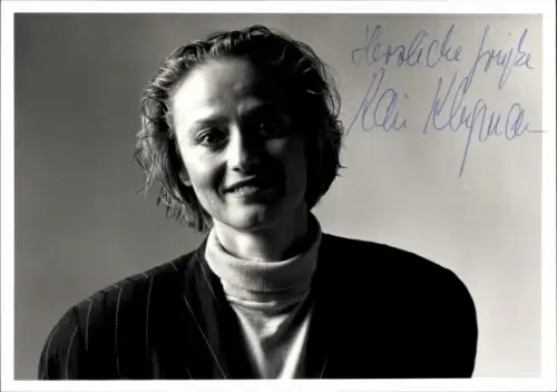 Foto Autogrammkarte Journalistin Karin Klugmann, Portrait, Autogramm
