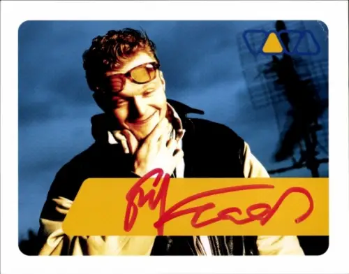 Autogrammkarte Moderator und Komponist Stefan Raab, Portrait, Autogramm, VIVA