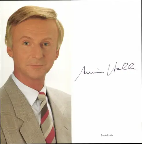 Autogrammkarte Moderator Armin Halle, Portrait, Autogramm
