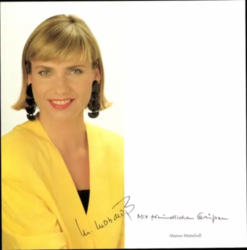 Autogrammkarte Moderatorin Marion Matschoß, Portrait, Autogramm