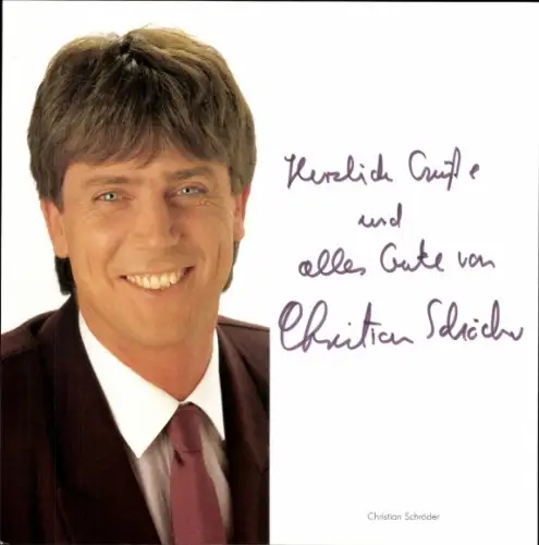 Autogrammkarte Moderator Christian Schröder, Portrait, Autogramm