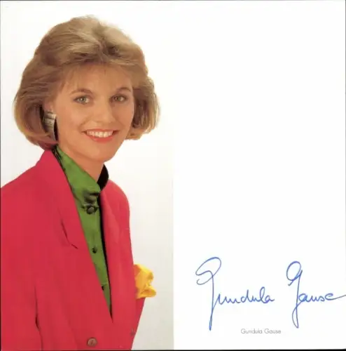 Autogrammkarte Moderatorin Gundula Gause, Portrait, Autogramm