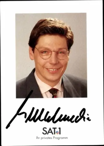 Autogrammkarte Moderator Karlo Malmedie, Portrait, Autogramm